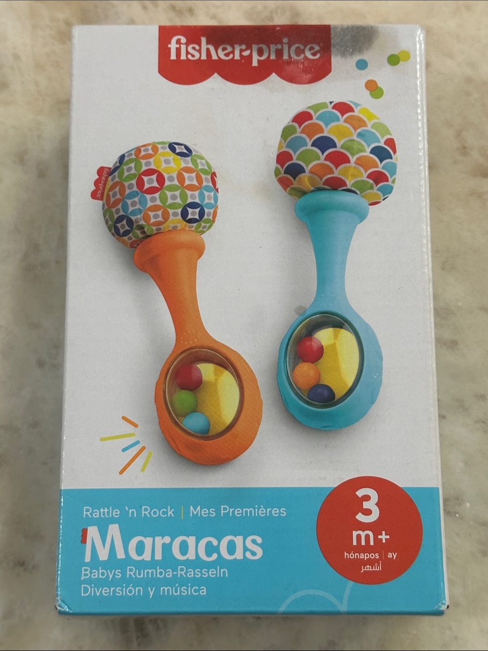 Fisher-Price Colorful Maracas Rattle Set - Orange & Teal